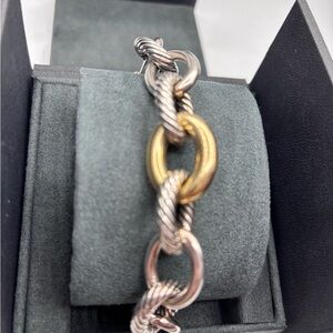 David Yurman Oval Link Chain Bracelet in Sterling Silver and 18K Yellow Gold.